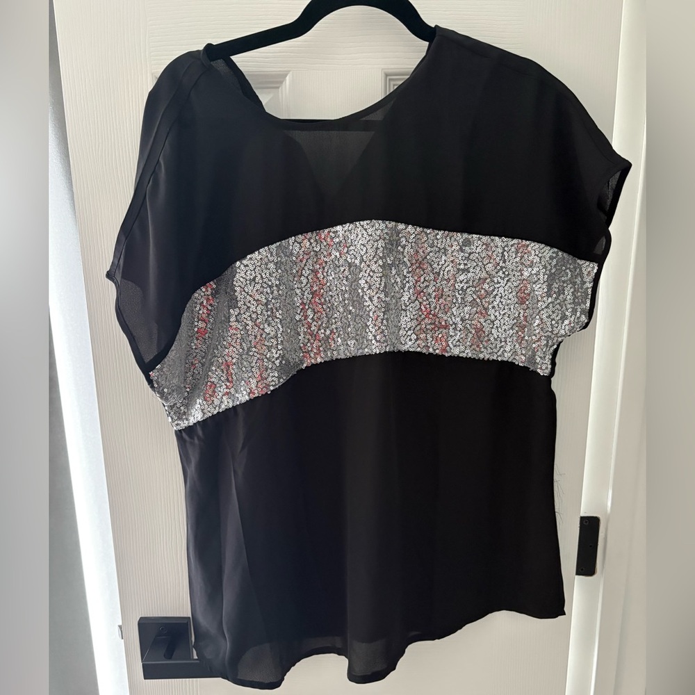 Chic Black and Silver Women's Blouse
